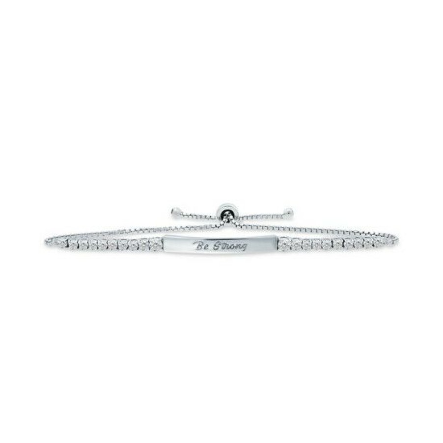 Jewelry & Watches * | Brand New Giani Bernini Cubic Zirconia Be Strong Bolo Bracelet In , Created For Macy'S Sterling Silver