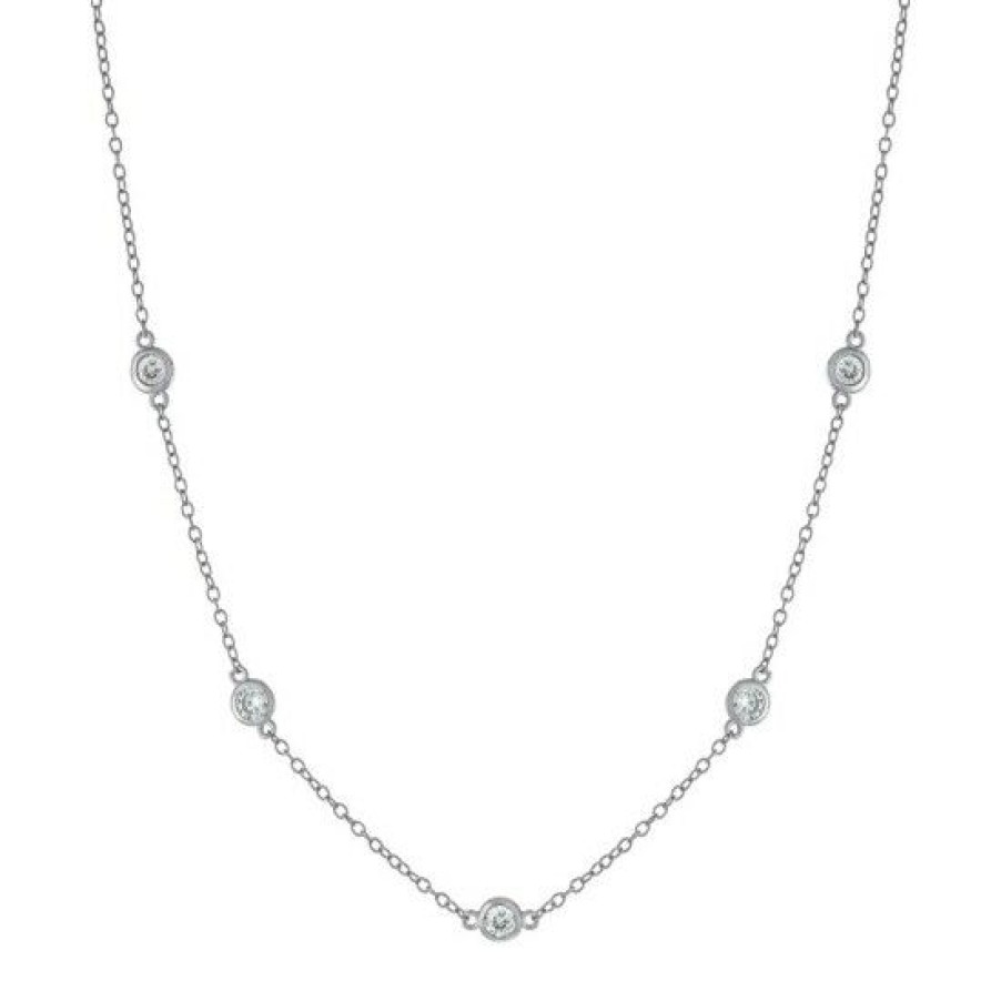 Jewelry & Watches * | Promo Giani Bernini Cubic Zirconia Station Statement Necklace In , 16 + 2 Extender, Created For Macy'S Sterling Silver