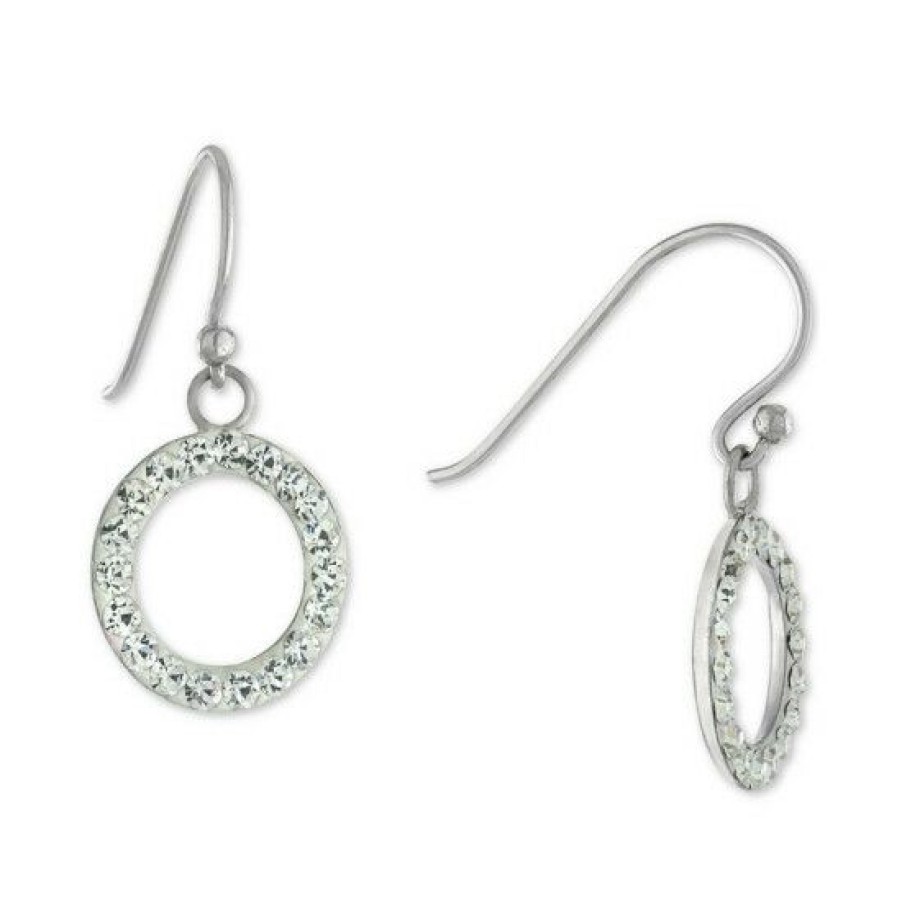 Jewelry & Watches * | Best Deal Giani Bernini Crystal Circle Drop Earrings In , Created For Macy'S Sterling Silver