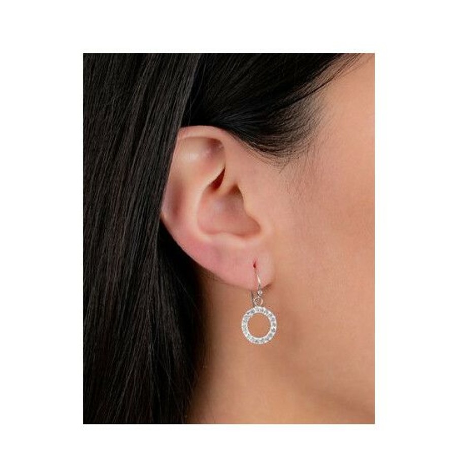 Jewelry & Watches * | Best Deal Giani Bernini Crystal Circle Drop Earrings In , Created For Macy'S Sterling Silver