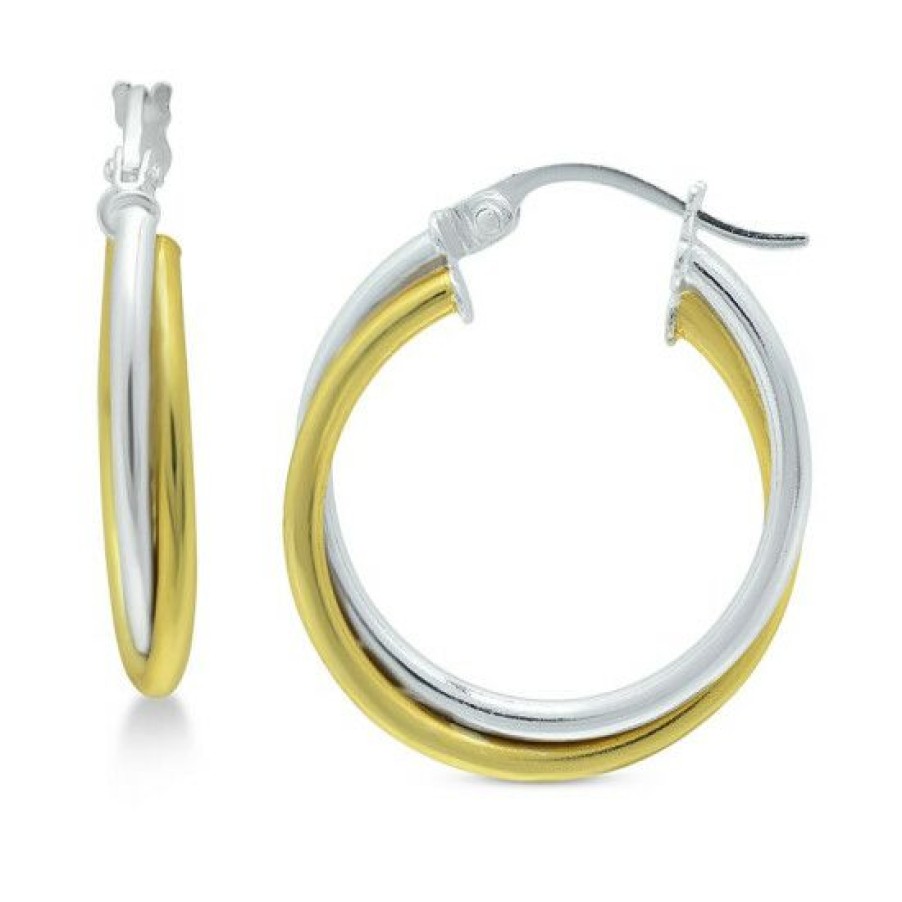 Jewelry & Watches * | Deals Giani Bernini Small Overlap Hoop Earrings In Sterling Silver & 18K Gold-Plate, 0.78, Created For Macy'S Two-Tone