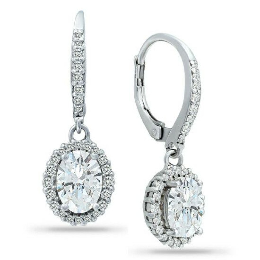 Jewelry & Watches * | Brand New Giani Bernini Cubic Zirconia Halo Drop Earrings In Sterling , Created For Macy'S Silver