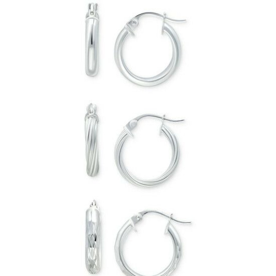 Jewelry & Watches * | Wholesale Giani Bernini 3-Pc. Set Small Hoop Earrings In Sterling , 0.625, Created For Macy'S