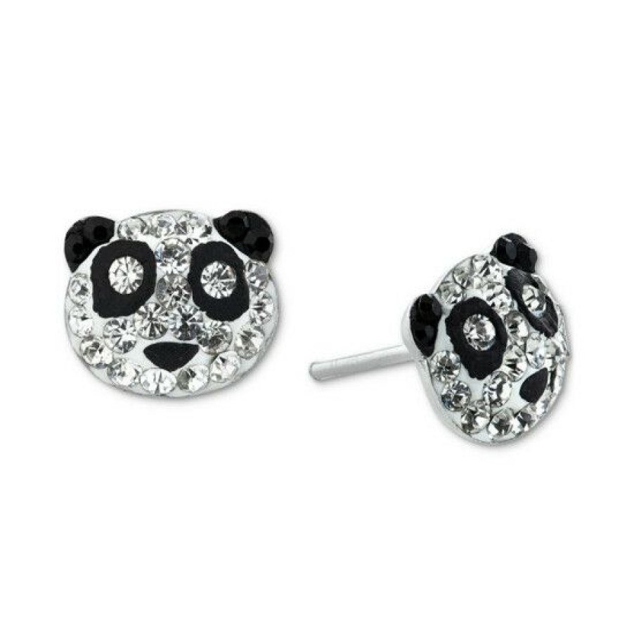 Jewelry & Watches * | Best Reviews Of Giani Bernini Crystal Panda Stud Earrings In Sterling Silver, Created For Macy'S Black/White