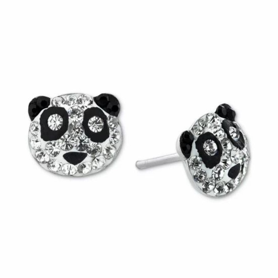 Jewelry & Watches * | Best Reviews Of Giani Bernini Crystal Panda Stud Earrings In Sterling Silver, Created For Macy'S Black/White