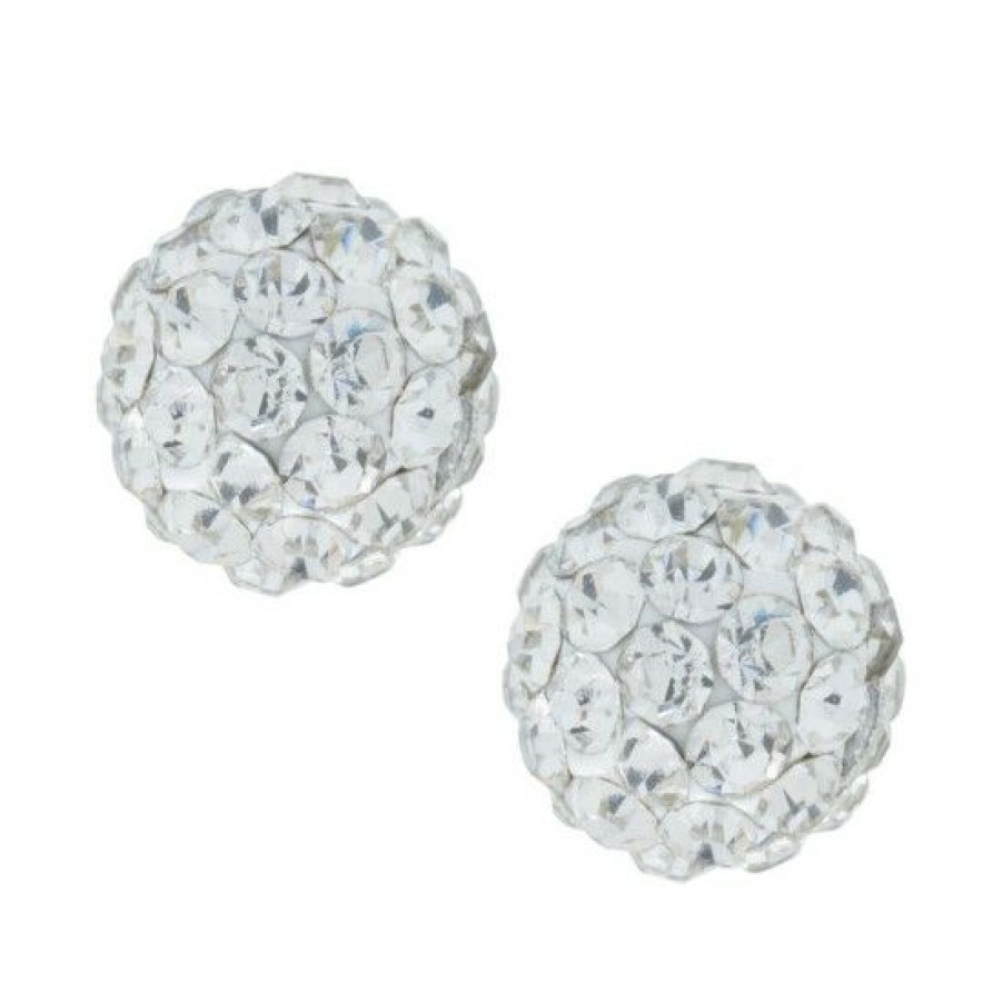 Jewelry & Watches * | Budget Giani Bernini Crystal 6Mm Pave Stud Earrings In Sterling Silver. Available In , Or