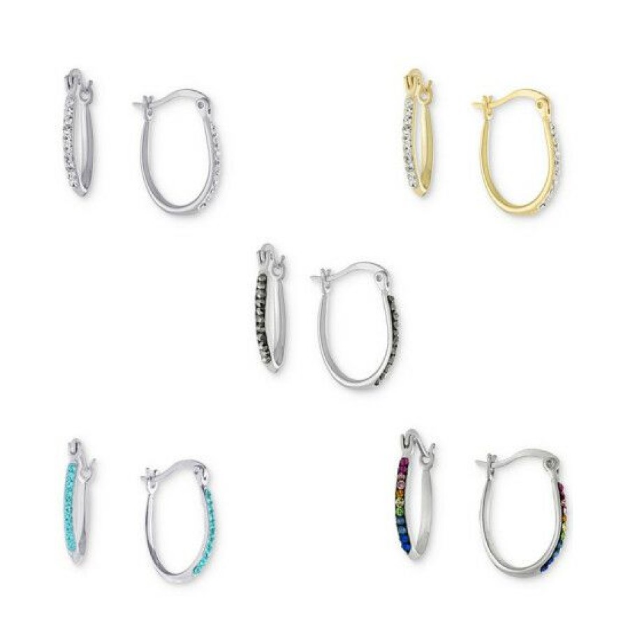 Jewelry & Watches * | Top 10 Giani Bernini Crystal Oval Hoop Earrings Collection, Created For Macy'S