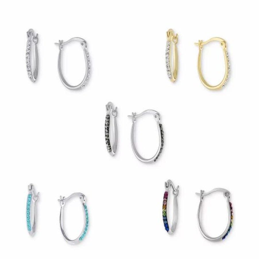 Jewelry & Watches * | Top 10 Giani Bernini Crystal Oval Hoop Earrings Collection, Created For Macy'S