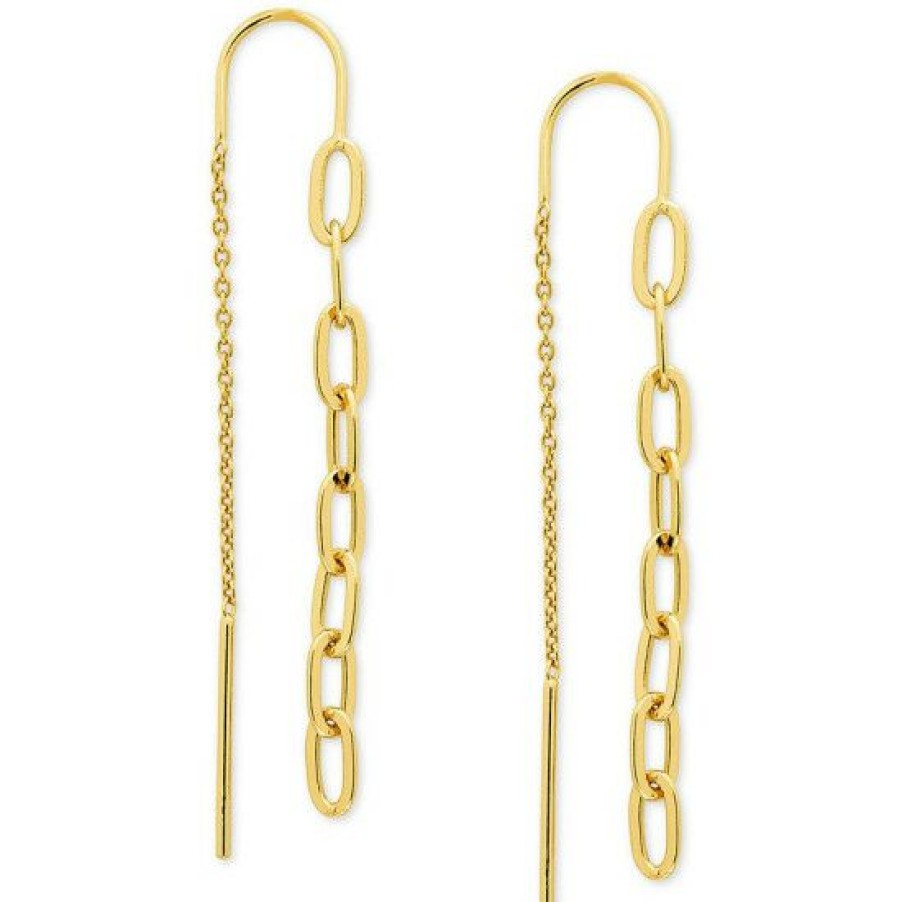 Jewelry & Watches * | Cheap Giani Bernini Chain Link Threader Drop Earrings In 18K Gold-Plated Sterling Silver, Created For Macy'S (Also In Sterling Silver) Gold Over Silver