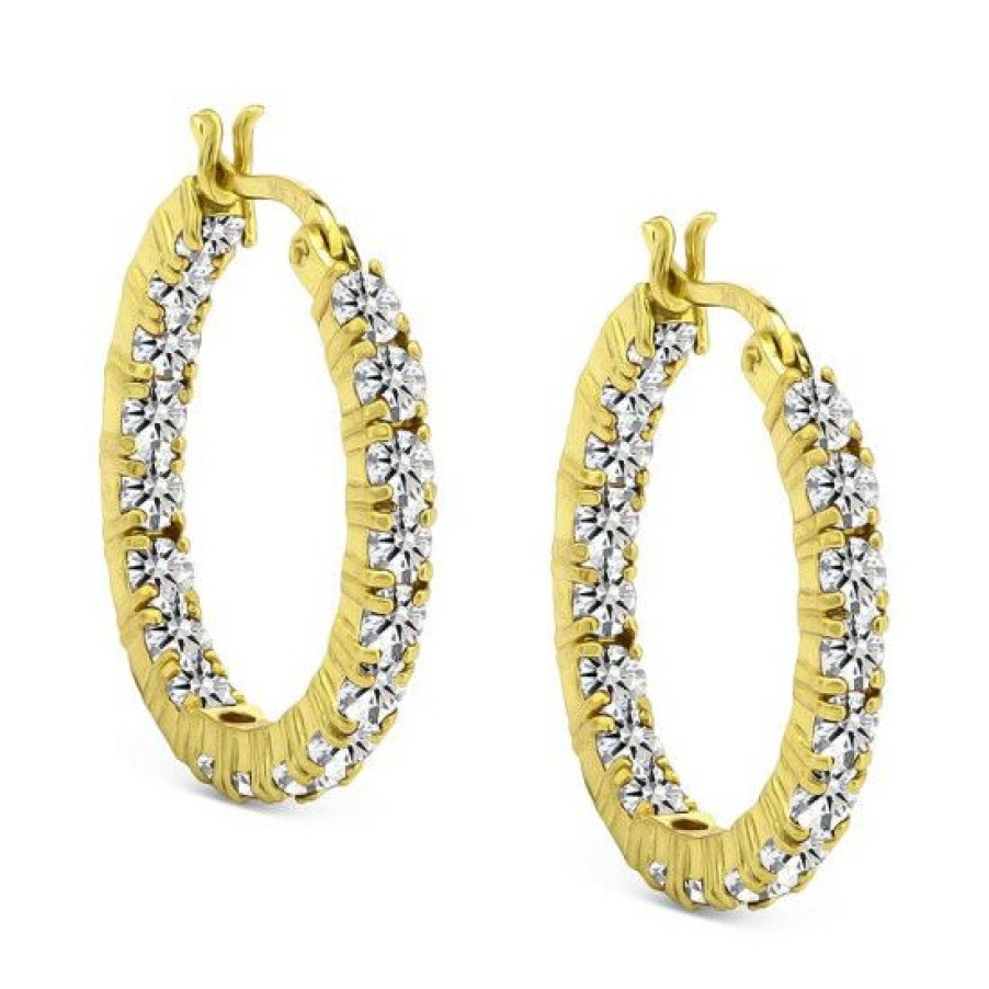 Jewelry & Watches * | Budget Giani Bernini Cubic Zirconia In & Out Small Hoop Earrings In 18K Gold-Plated Sterling Silver, 1, Created For Macy'S Gold Over Silver