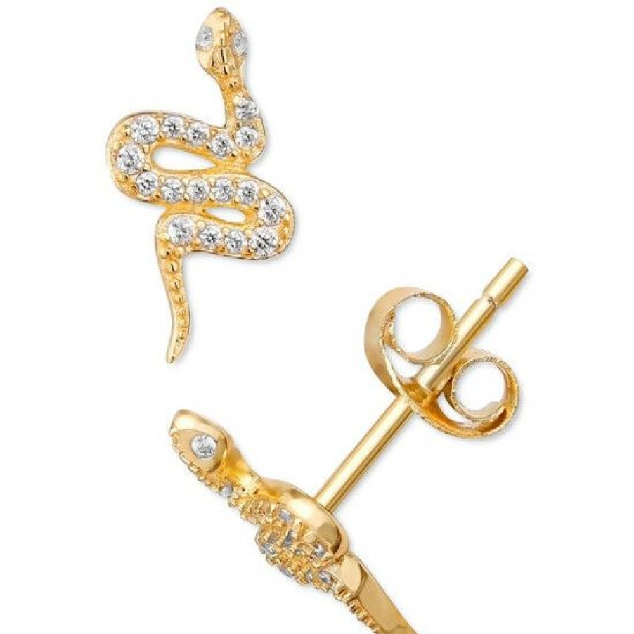 Jewelry & Watches * | Budget Giani Bernini Cubic Zirconia Snake Stud Earrings, Created For Macy'S Gold