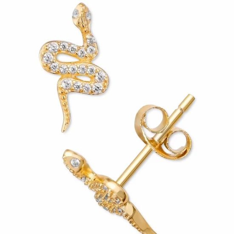 Jewelry & Watches * | Budget Giani Bernini Cubic Zirconia Snake Stud Earrings, Created For Macy'S Gold