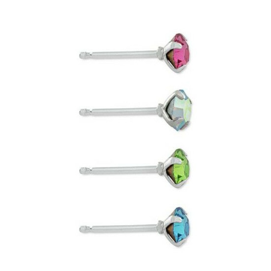 Jewelry & Watches * | Promo Giani Bernini 4-Pc. Set Fine Crystal Stud Earrings In Sterling Silver, Created For Macy'S Multi