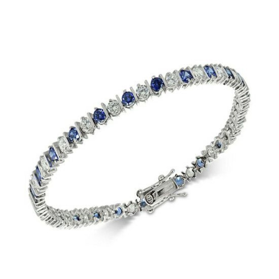 Jewelry & Watches * | Best Pirce Giani Bernini Blue Cubic Zirconia Tennis Bracelet In Sterling Silver, Created For Macy'S Sapphire