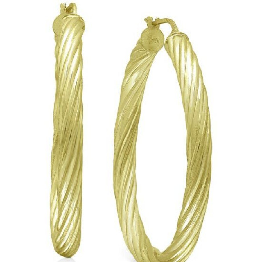 Jewelry & Watches * | Buy Giani Bernini Medium Twist Tube Hoop Earrings In 18K Gold-Plated Sterling Silver, 1.57, Created For Macy'S Yy