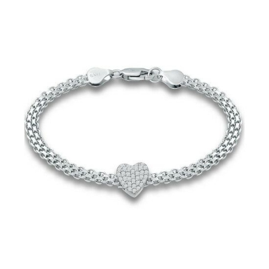 Jewelry & Watches * | Coupon Giani Bernini Cubic Zirconia Heart Bismark Chain Bracelet, Created For Macy'S