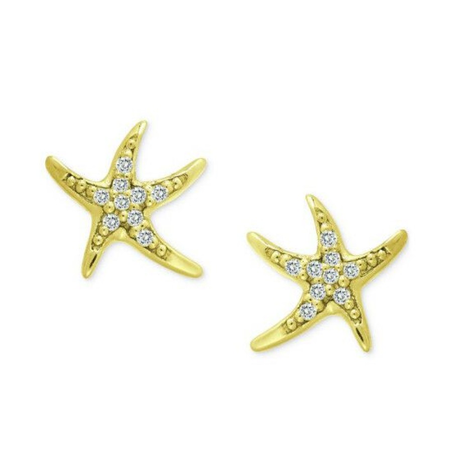 Jewelry & Watches * | Buy Giani Bernini Cubic Zirconia Starfish Stud Earrings In 18K Gold-Plated Sterling Silver, Created For Macy'S Gold Over Silver