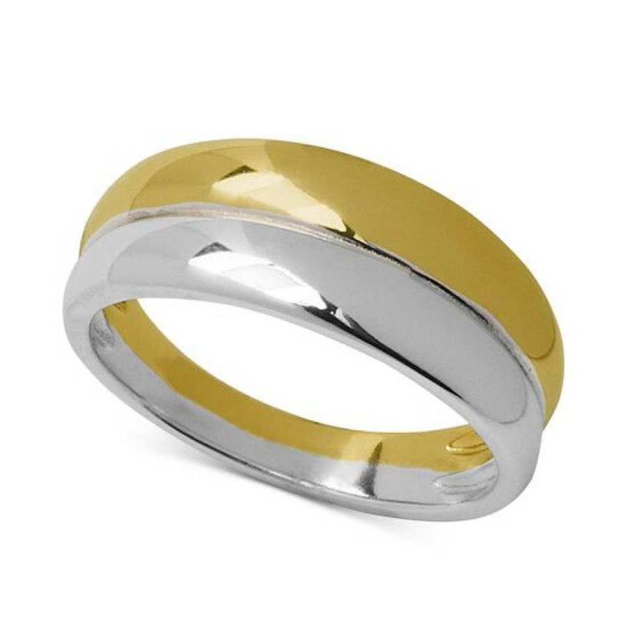 Jewelry & Watches * | Flash Sale Giani Bernini Polished Double Row Band In Sterling Silver & 18K Gold-Plate, Created For Macy'S Two-Tone