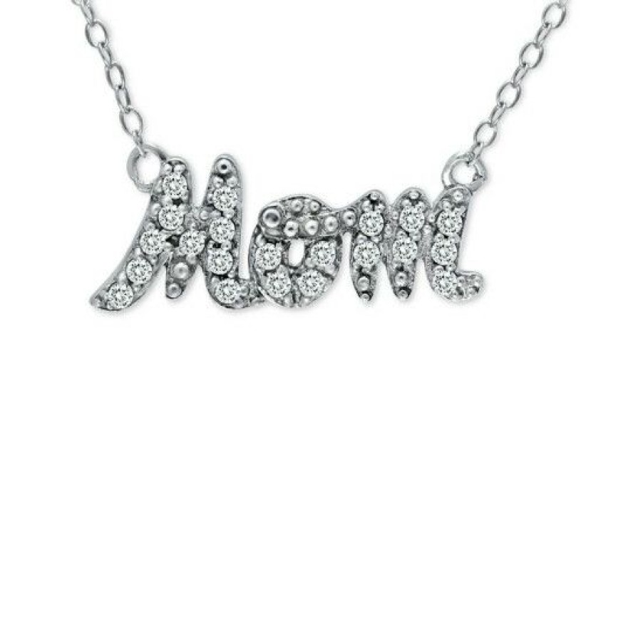 Jewelry & Watches * | Best Pirce Giani Bernini Cubic Zirconia Mom Nameplate Necklace In 18K Gold-Plated Sterling , 16 + 2 Extender, Created For Macy'S (Also Available In ) Silver