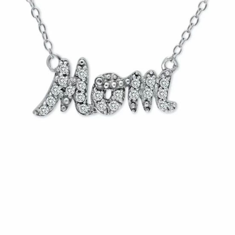 Jewelry & Watches * | Best Pirce Giani Bernini Cubic Zirconia Mom Nameplate Necklace In 18K Gold-Plated Sterling , 16 + 2 Extender, Created For Macy'S (Also Available In ) Silver