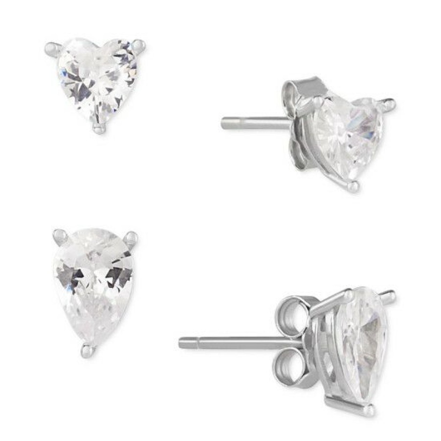 Jewelry & Watches * | Coupon Giani Bernini 2-Pc. Set Cubic Zirconia Princess Stud Earrings In , Created For Macy'S Sterling Silver