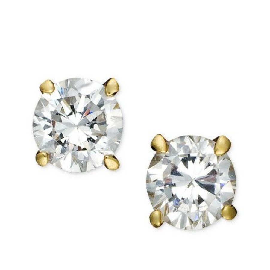 Jewelry & Watches * | Promo Giani Bernini 18K And Sterling Earrings, Round Cubic Zirconia Studs (1/2 Ct. T.W.)