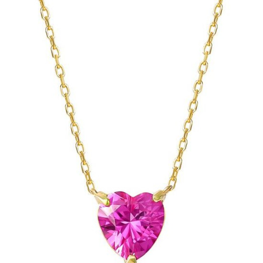 Jewelry & Watches * | Best Deal Giani Bernini Pink Cubic Zirconia Heart Solitaire Pendant Necklace In Plated Sterling Silver, 15 + 2 Extender, Created For Macy'S Gold