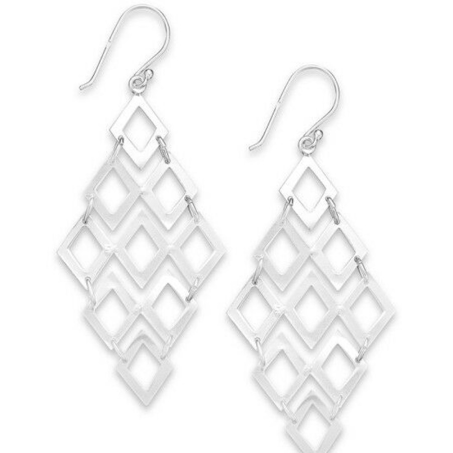 Jewelry & Watches * | Budget Giani Bernini Diamond-Shaped Chandelier Earrings In Sterling Silver, Created For Macy'S No Color