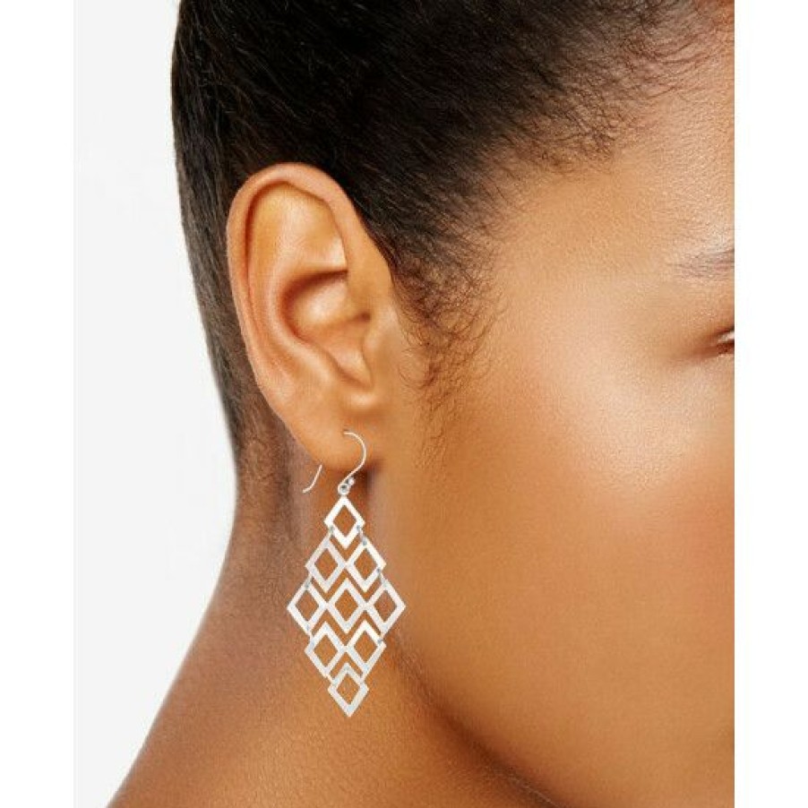 Jewelry & Watches * | Budget Giani Bernini Diamond-Shaped Chandelier Earrings In Sterling Silver, Created For Macy'S No Color