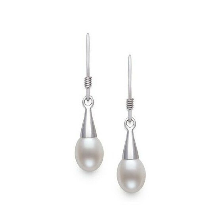 Jewelry & Watches * | Promo Giani Bernini Cultured Freshwater Pearl (6Mm) Drop Earrings In , Created For Macy'S Sterling Silver