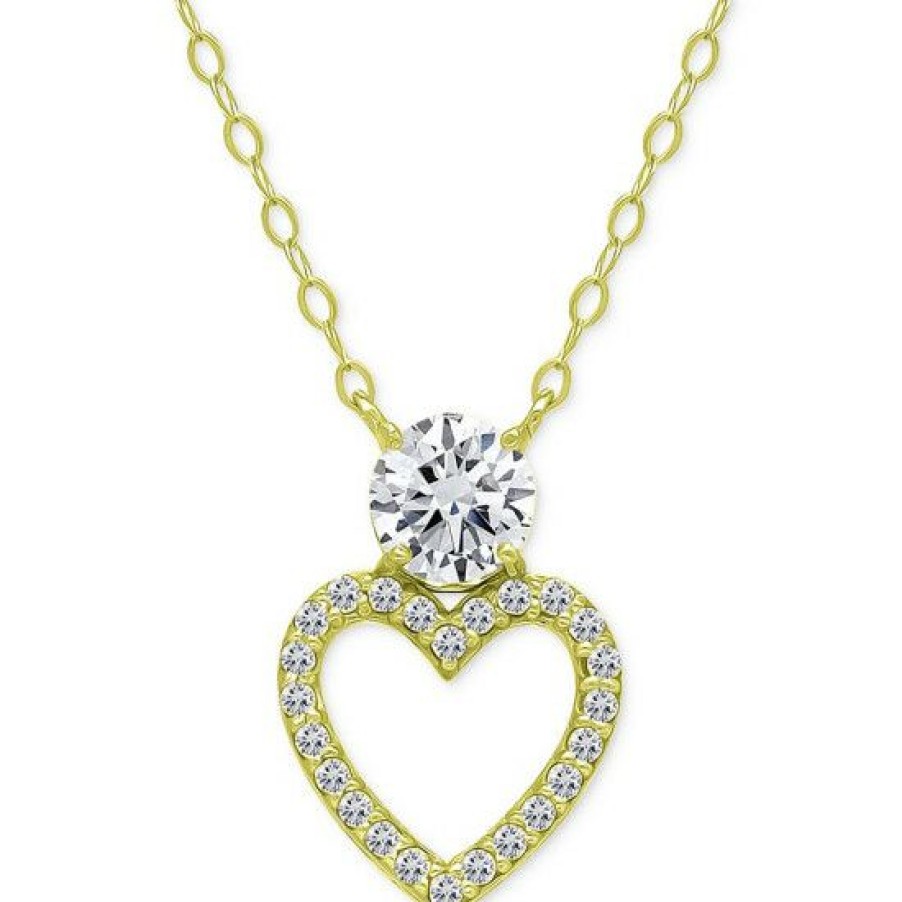 Jewelry & Watches * | Discount Giani Bernini Cubic Zirconia Heart Pendant Necklace, 16 + 2 Extender, Created For Macy'S