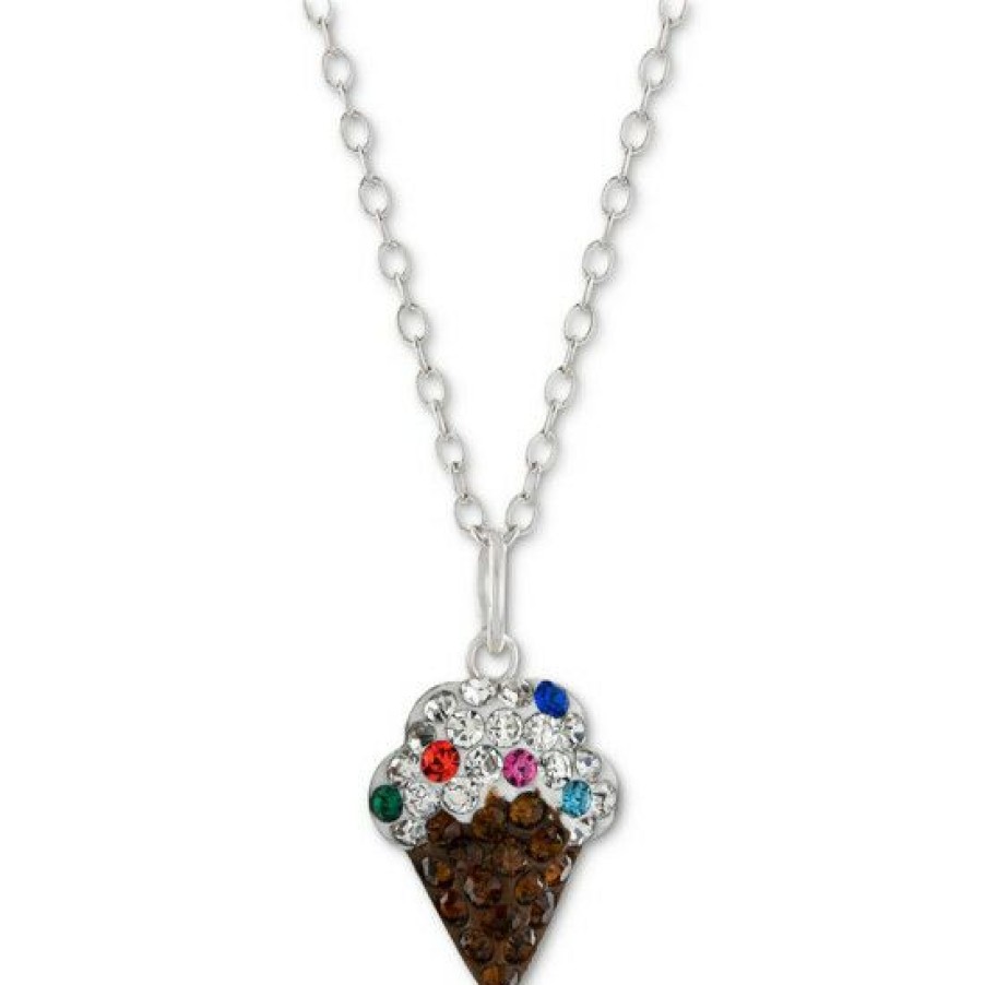 Jewelry & Watches * | Best Pirce Giani Bernini Crystal Pave Ice Cream 18 Pendant Necklace In Sterling Silver, Created For Macy'S Multi