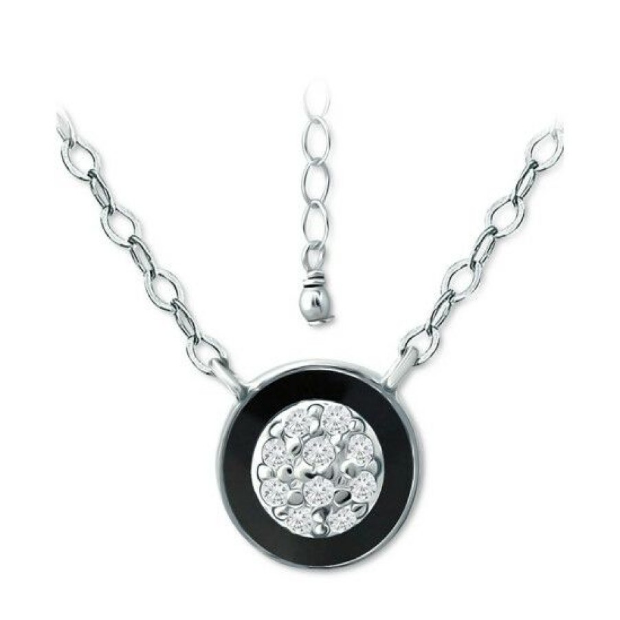 Jewelry & Watches * | Brand New Giani Bernini Cubic Zirconia & Enamel Circle Pendant Necklace In Sterling Silver, 16 + 2 Extender, Created For Macy'S