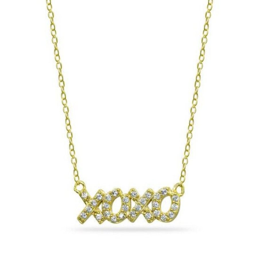 Jewelry & Watches * | Brand New Giani Bernini Cubic Zirconia Xoxo Nameplate Necklace In 18K Plated Sterling Silver Gold