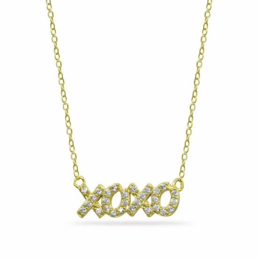 Jewelry & Watches * | Brand New Giani Bernini Cubic Zirconia Xoxo Nameplate Necklace In 18K Plated Sterling Silver Gold