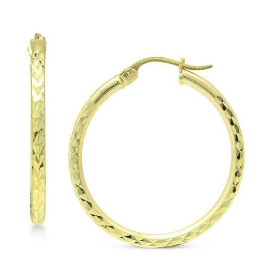 Jewelry & Watches * | Best Reviews Of Giani Bernini Medium Textured Hoop Earrings In 18K Gold-Plated Sterling Silver, Created For Macy'S 18K Gold Over Sterling Silver