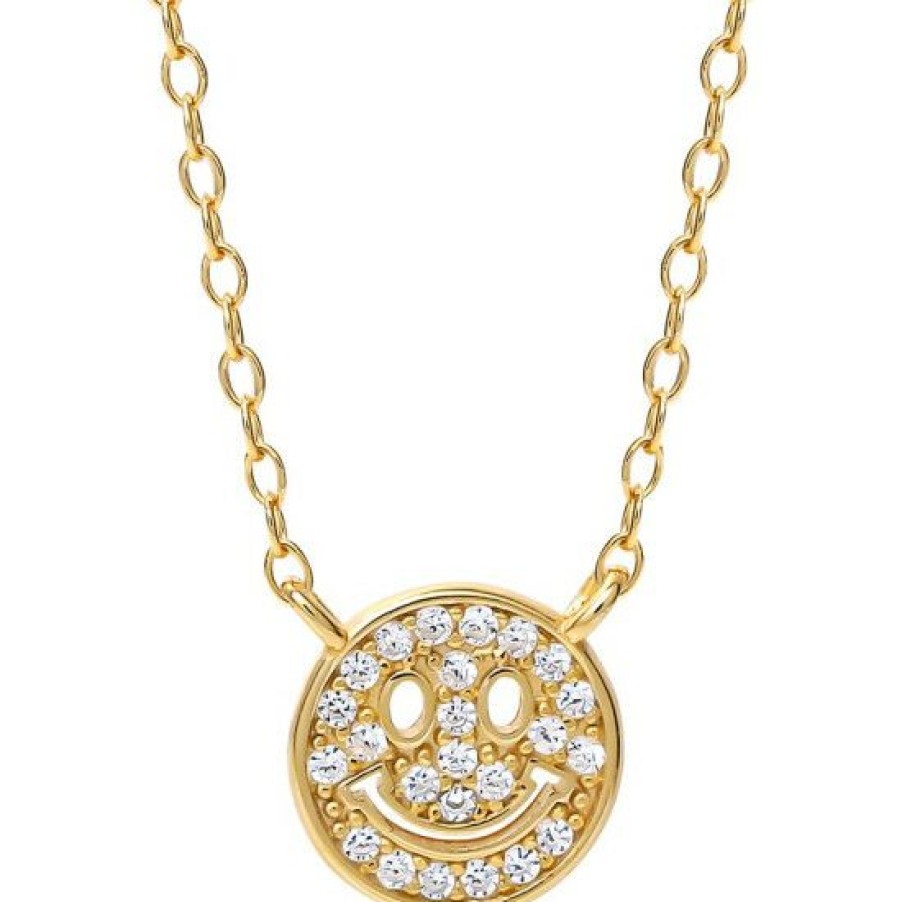 Jewelry & Watches * | Budget Giani Bernini Cubic Zirconia Smiley 18 Pendant Necklace In 18K Gold-Plated Sterling Silver, Created For Macy'S Gold Over Sterling Silver