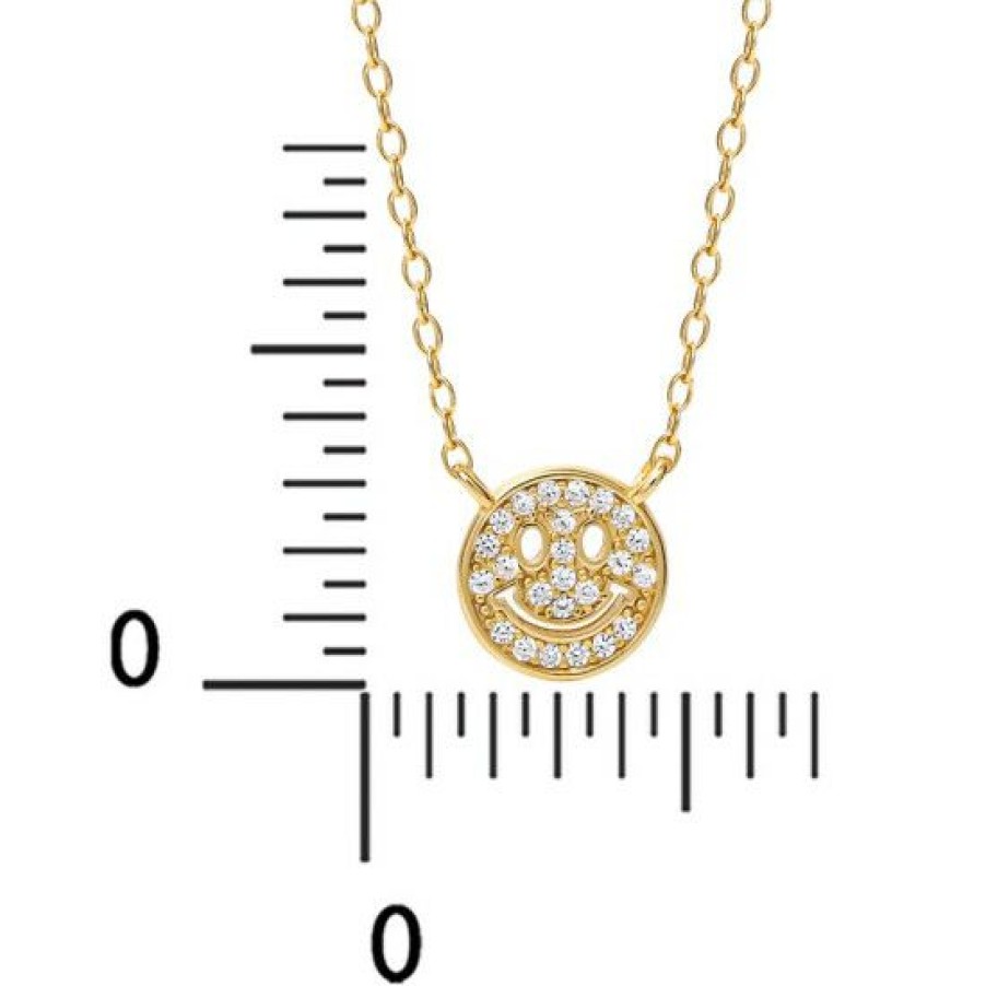 Jewelry & Watches * | Budget Giani Bernini Cubic Zirconia Smiley 18 Pendant Necklace In 18K Gold-Plated Sterling Silver, Created For Macy'S Gold Over Sterling Silver