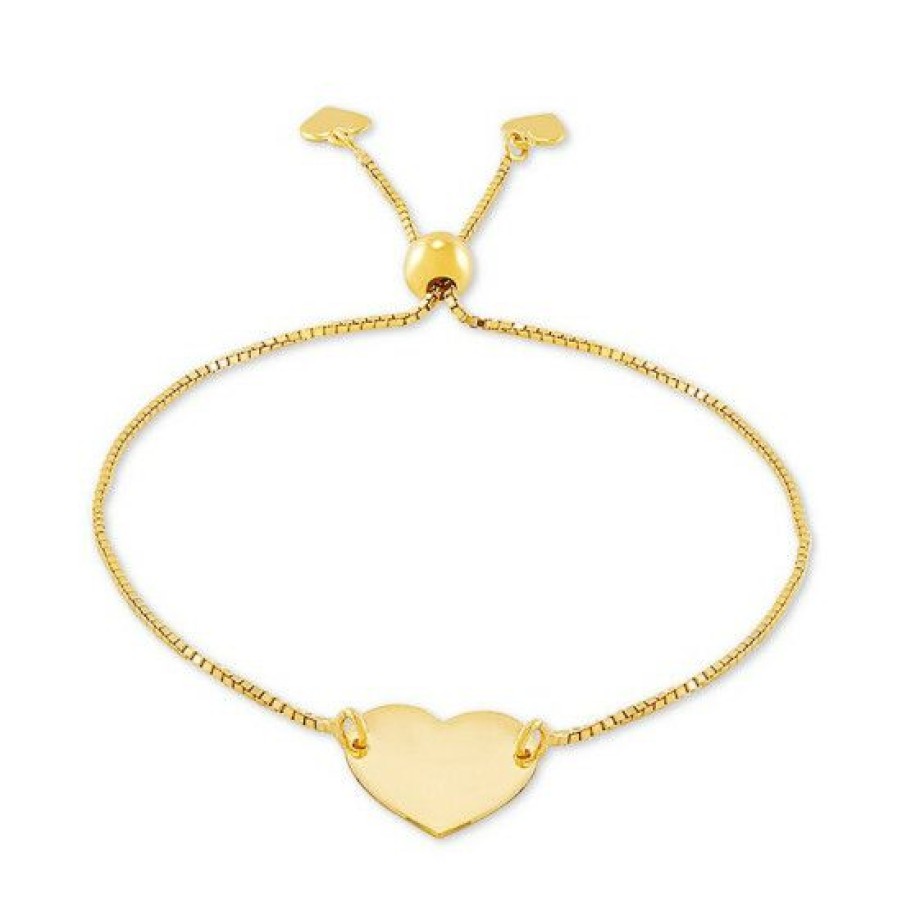 Jewelry & Watches * | Best Pirce Giani Bernini Polished Heart Bolo Bracelet In 18K Gold-Plated , Created For Macy'S Sterling Silver