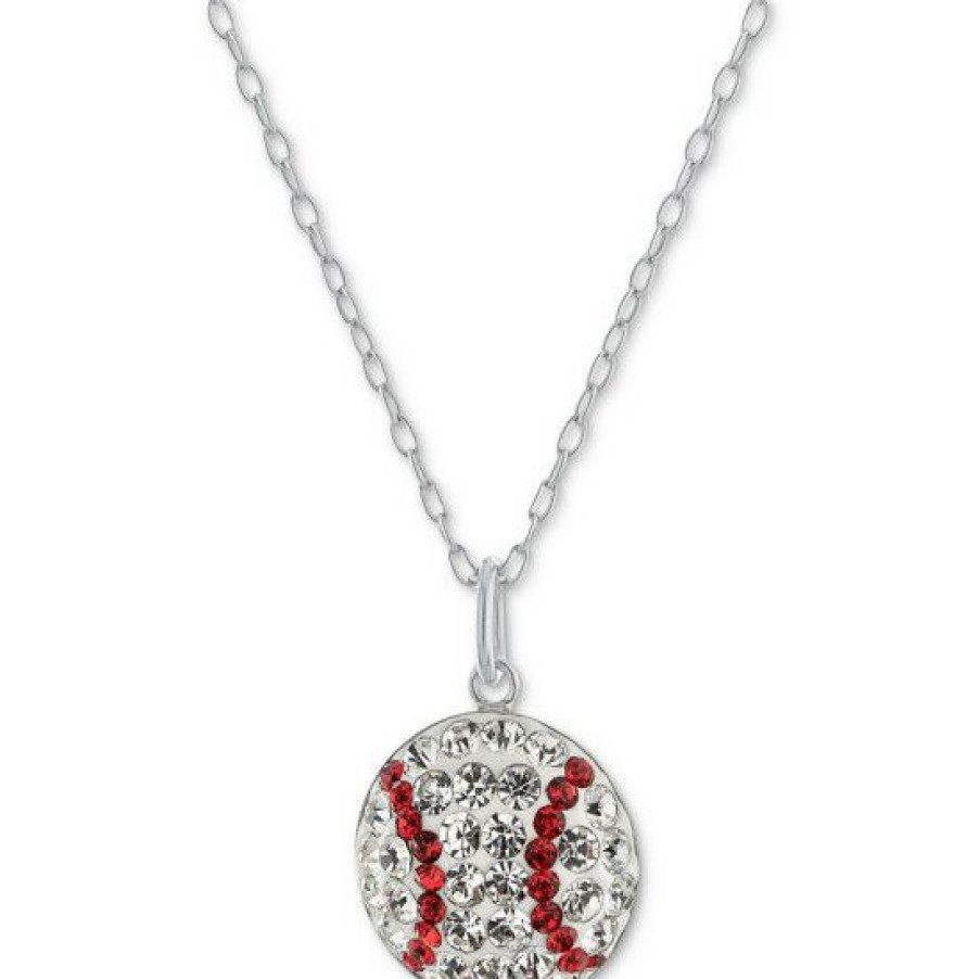 Jewelry & Watches * | Coupon Giani Bernini Crystal Baseball 18 Pendant Necklace In Sterling Silver, Created For Macy'S Multi