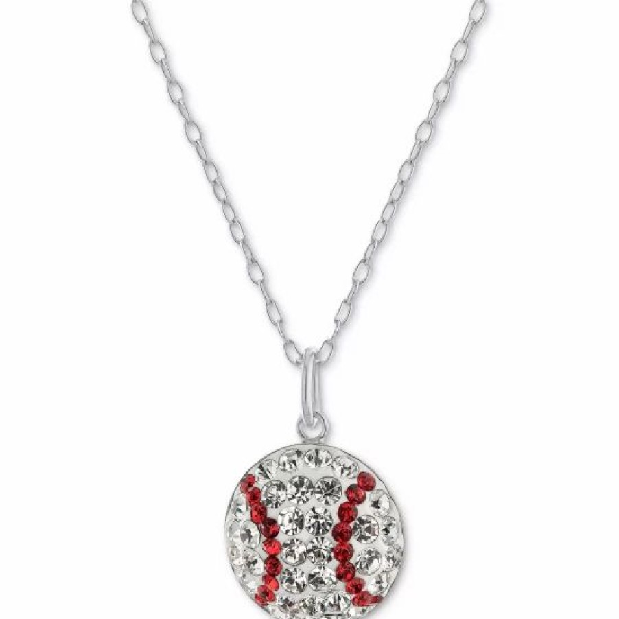 Jewelry & Watches * | Coupon Giani Bernini Crystal Baseball 18 Pendant Necklace In Sterling Silver, Created For Macy'S Multi