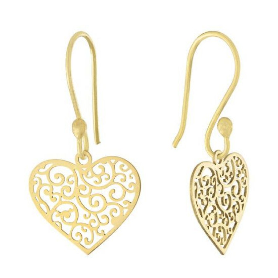 Jewelry & Watches * | Deals Giani Bernini Filigree Heart Drop Earrings, Created For Macy'S