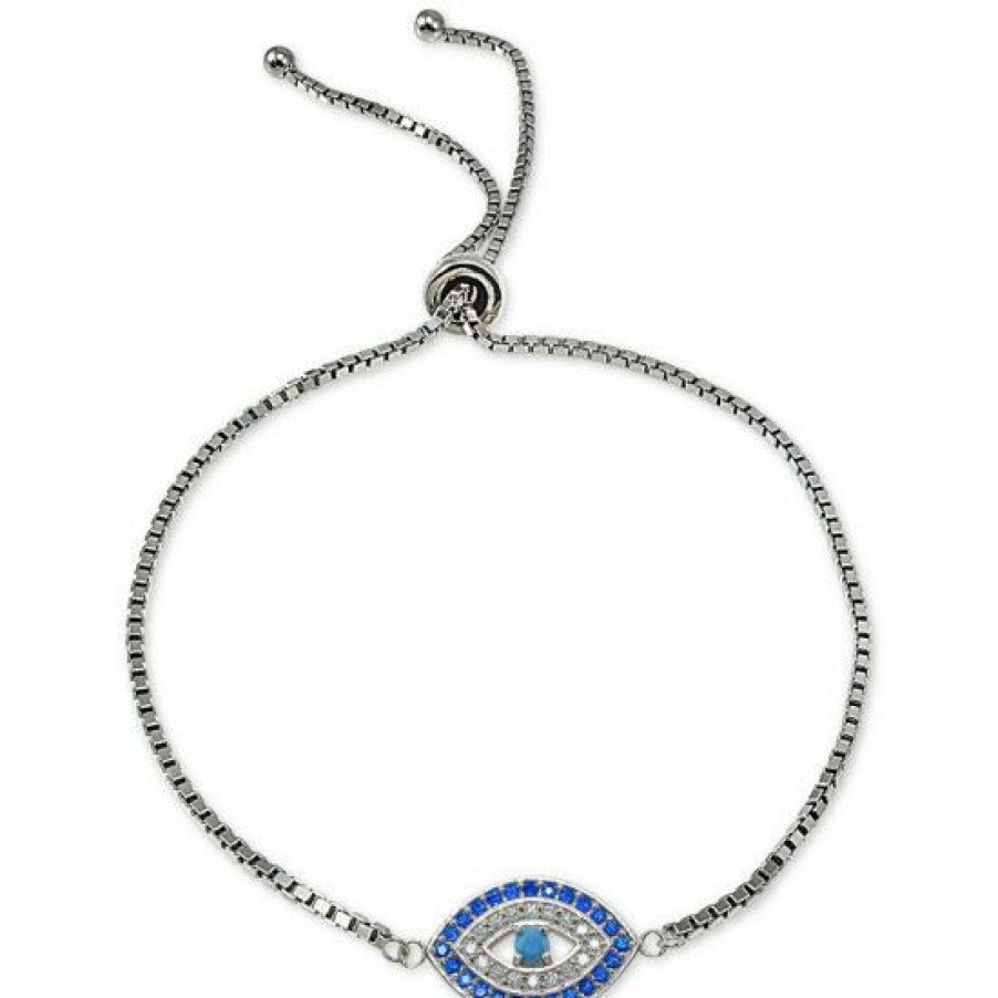 Jewelry & Watches * | Best Sale Giani Bernini Cubic Zirconia Evil Eye Bolo Bracelet In , Created For Macy'S Sterling Silver