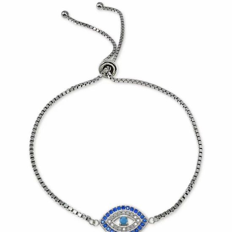 Jewelry & Watches * | Best Sale Giani Bernini Cubic Zirconia Evil Eye Bolo Bracelet In , Created For Macy'S Sterling Silver