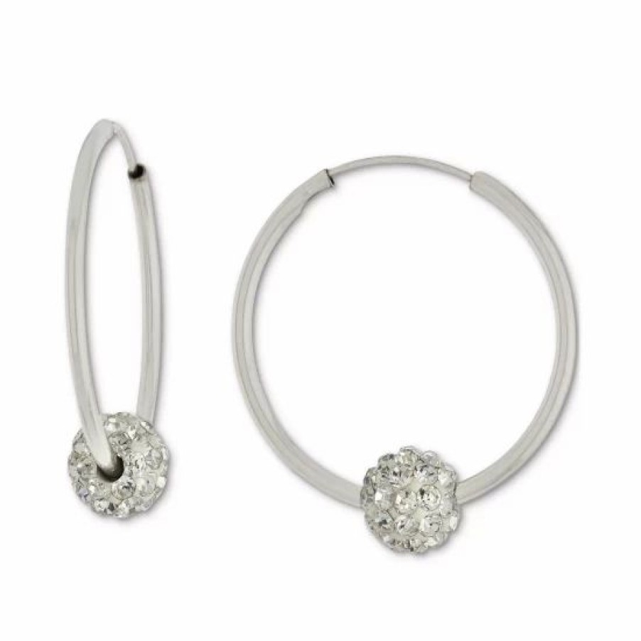 Jewelry & Watches * | Buy Giani Bernini Crystal Ball Small Hoop Earrings, 0.82, Created For Macy'S