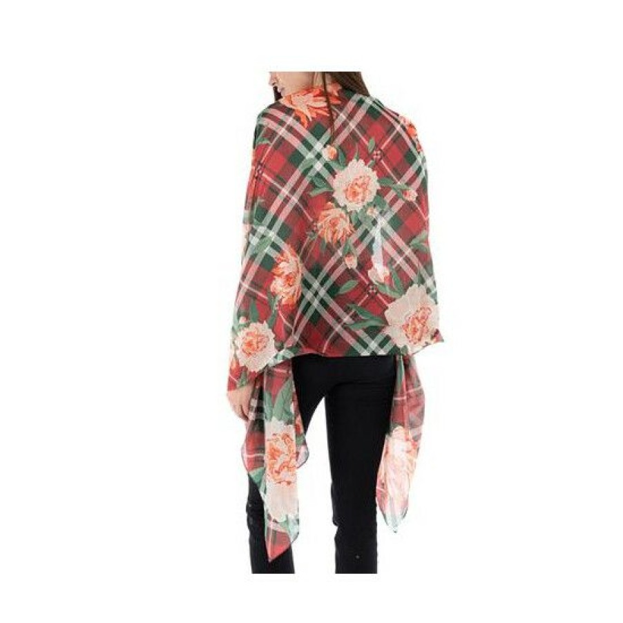 Handbags & Accessories * | Wholesale Giani Bernini Women'S Plaid Floral Oblong Wrap Scarf