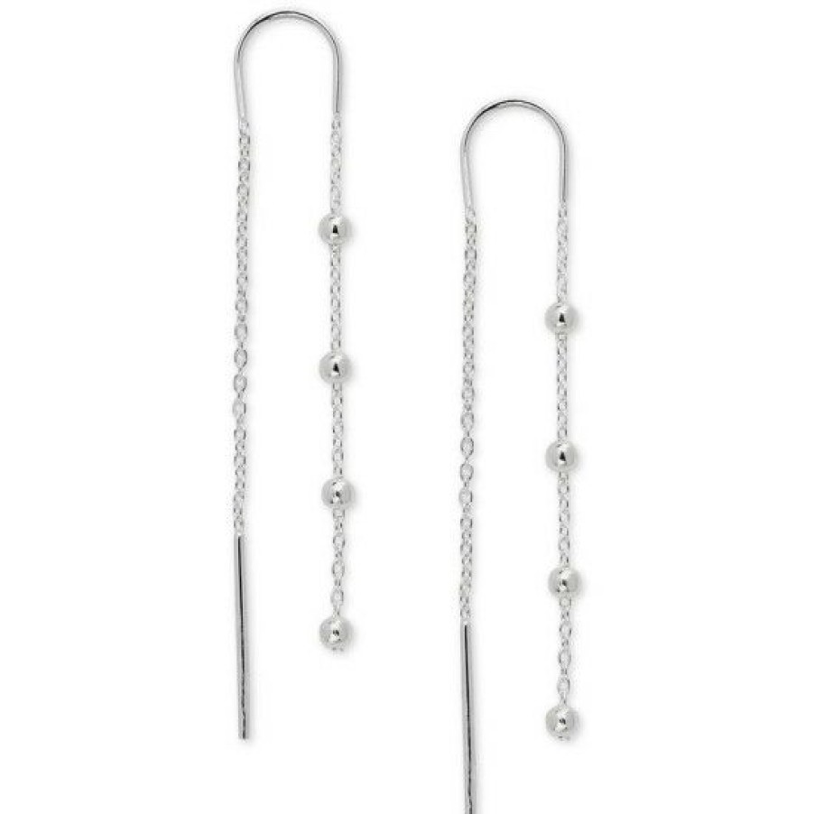 Jewelry & Watches * | Cheapest Giani Bernini Polished Ball Chain Threader Drop Earrings In 18K Gold-Plated Sterling , Created For Macy'S (Also In Sterling ) Silver