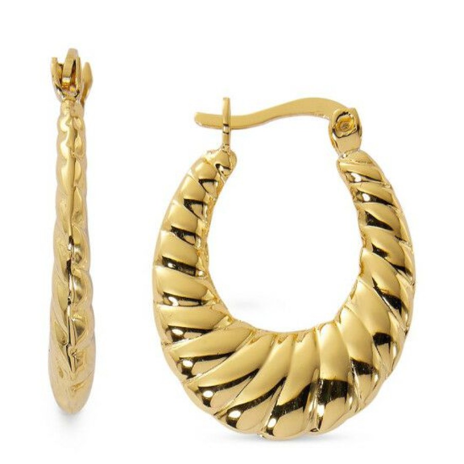 Jewelry & Watches * | Best Deal Giani Bernini Scalloped Edge Hoop Earrings In 24K Gold-Plated Sterling , Created For Macy'S (Also In Sterling )