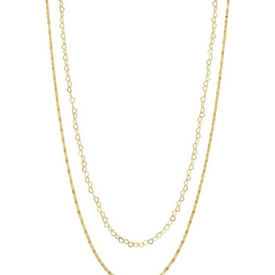 Jewelry & Watches * | Coupon Giani Bernini Heart Chain 18 Layered Necklace In 18K Gold-Plated Sterling , Created For Macy'S