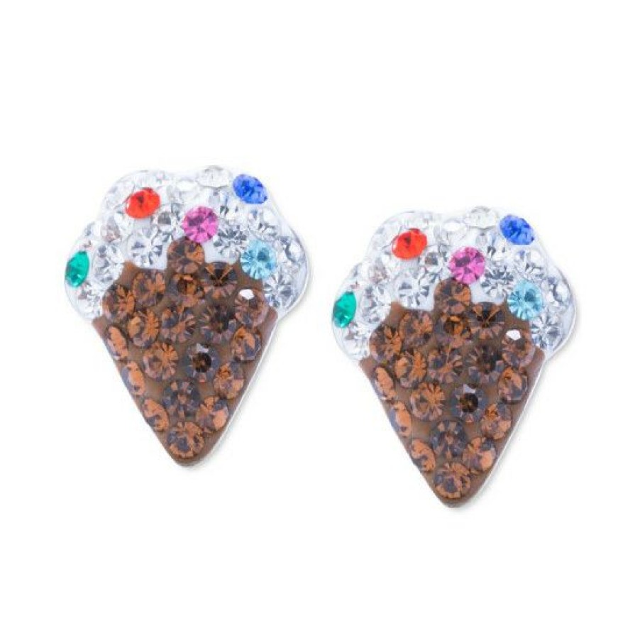 Jewelry & Watches * | Buy Giani Bernini Crystal Ice Cream Cone Stud Earrings In Sterling Silver